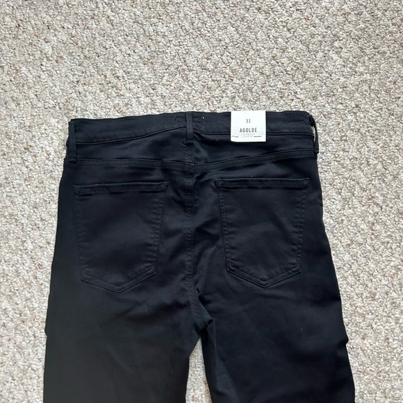AGOLDE Jeans NWT Sophie High Rise Skinny Womens 31 Black Luxe Denim Stretch - Picture 4 of 12